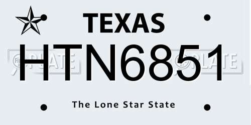 HTN6851 Texas License Plate