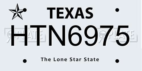 HTN6975 Texas License Plate