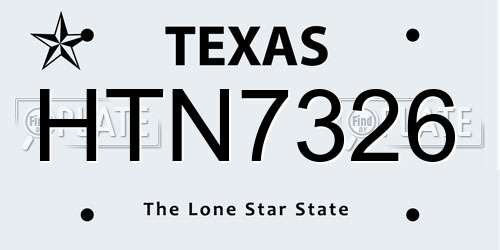 HTN7326 Texas License Plate