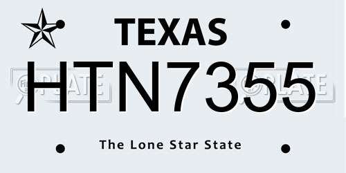 HTN7355 Texas License Plate