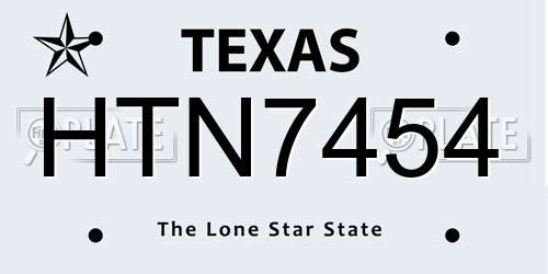 HTN7454 Texas License Plate