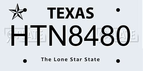 HTN8480 Texas License Plate