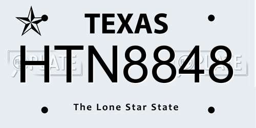 HTN8848 Texas License Plate