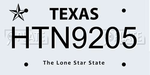 HTN9205 Texas License Plate