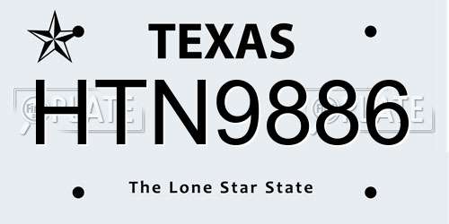HTN9886 Texas License Plate