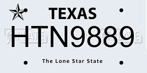 HTN9889 Texas License Plate