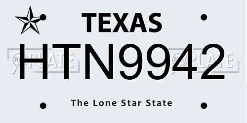 HTN9942 Texas License Plate