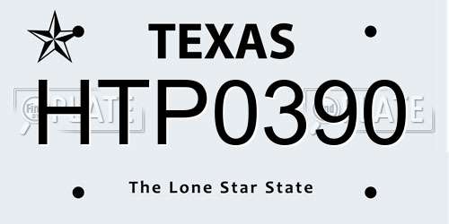 HTP0390 Texas License Plate