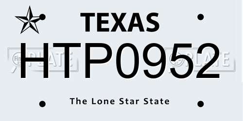 HTP0952 Texas License Plate