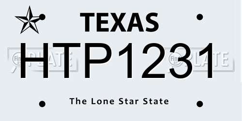HTP1231 Texas License Plate