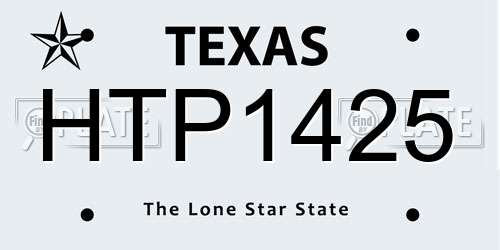 HTP1425 Texas License Plate
