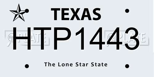 HTP1443 Texas License Plate