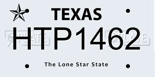 HTP1462 Texas License Plate