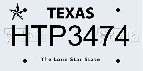 HTP3474 Texas License Plate