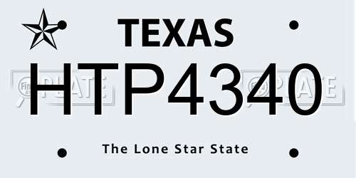 HTP4340 Texas License Plate
