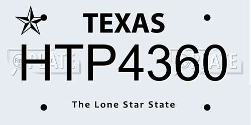 HTP4360 Texas License Plate