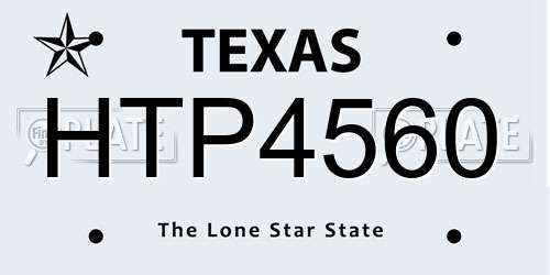 HTP4560 Texas License Plate