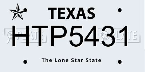 HTP5431 Texas License Plate
