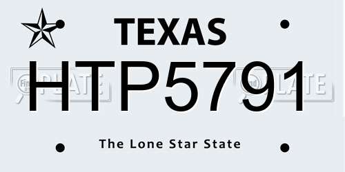 HTP5791 Texas License Plate