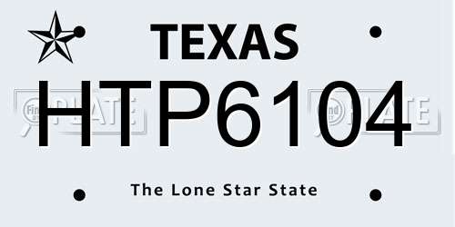 HTP6104 Texas License Plate