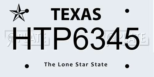 HTP6345 Texas License Plate