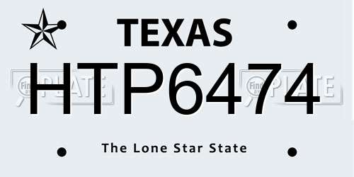 HTP6474 Texas License Plate
