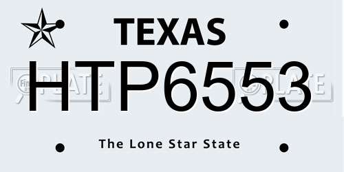 HTP6553 Texas License Plate