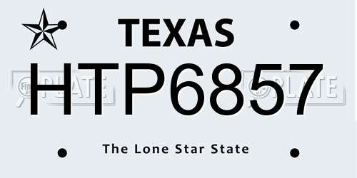 HTP6857 Texas License Plate