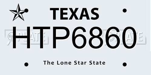 HTP6860 Texas License Plate