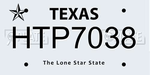 HTP7038 Texas License Plate