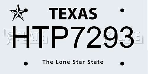 HTP7293 Texas License Plate