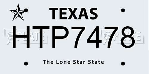 HTP7478 Texas License Plate