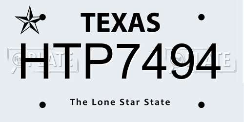 HTP7494 Texas License Plate