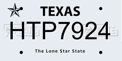 HTP7924 Texas License Plate