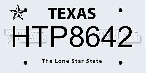 HTP8642 Texas License Plate