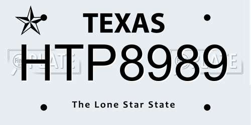 HTP8989 Texas License Plate