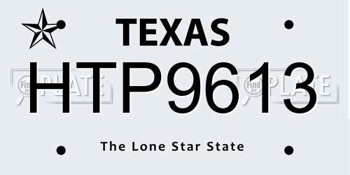 HTP9613 Texas License Plate