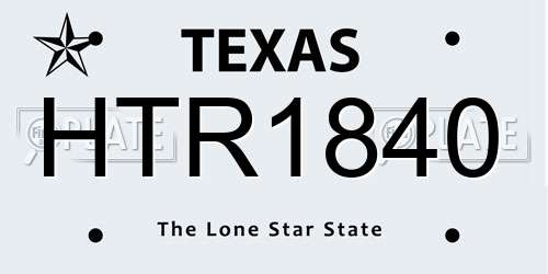 HTR1840 Texas License Plate