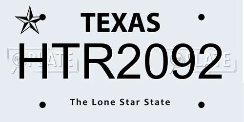 HTR2092 Texas License Plate