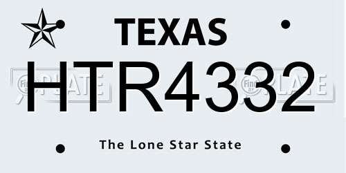 HTR4332 Texas License Plate