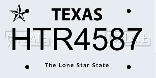 HTR4587 Texas License Plate
