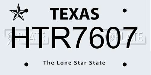 HTR7607 Texas License Plate