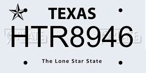 HTR8946 Texas License Plate