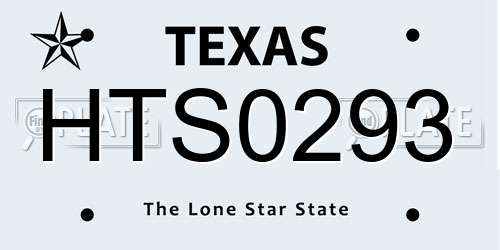 HTS0293 Texas License Plate