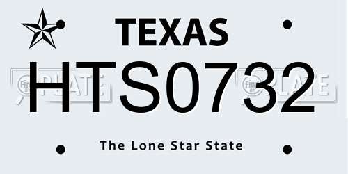 HTS0732 Texas License Plate