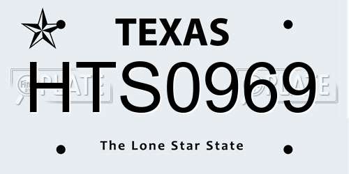 HTS0969 Texas License Plate