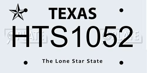HTS1052 Texas License Plate
