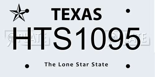 HTS1095 Texas License Plate
