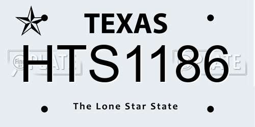 HTS1186 Texas License Plate