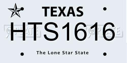HTS1616 Texas License Plate